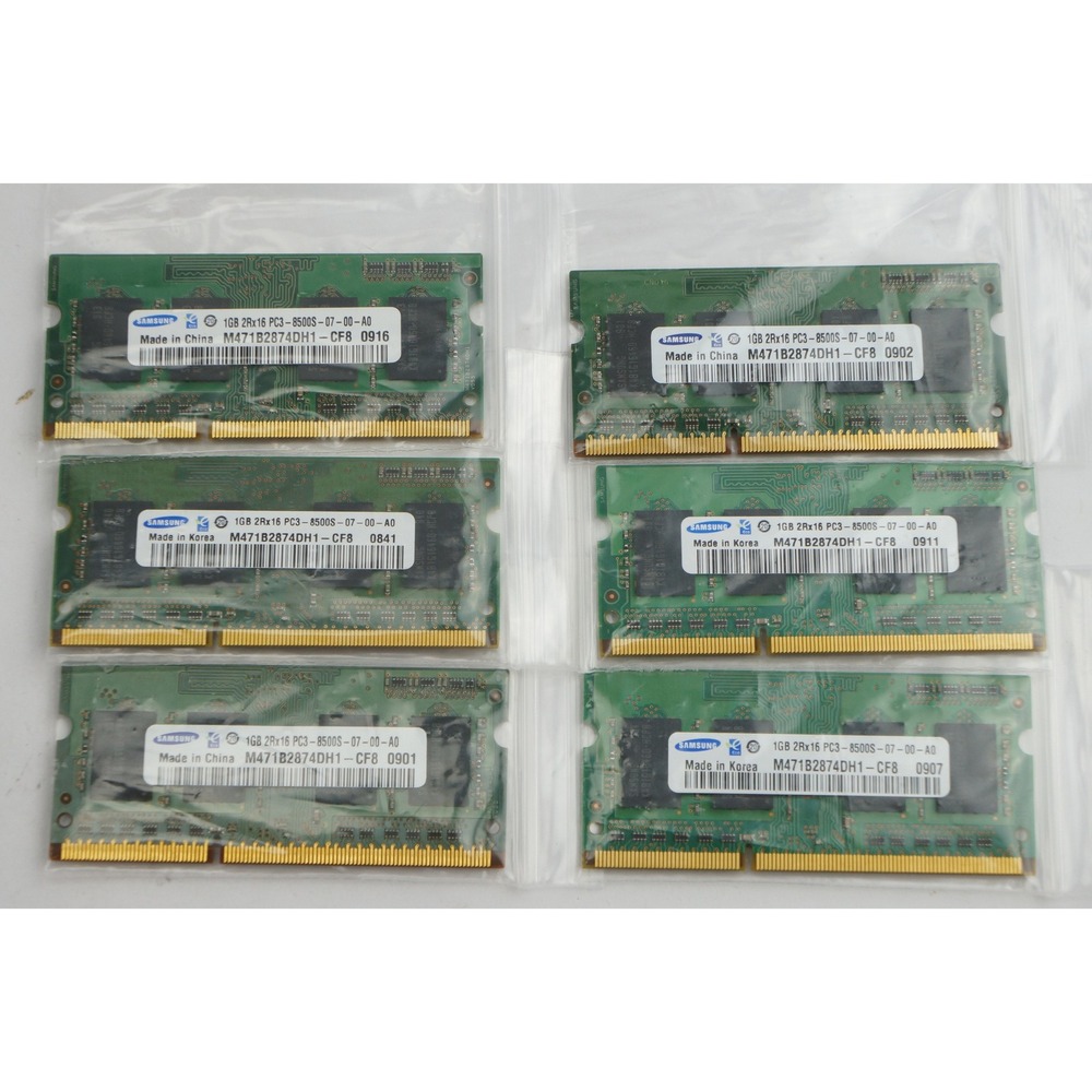Samsung RAM‎ Laptop 6pc Lot 1GB PC3-8500S DDR3 M471B2874DH1-CF8 EUC
